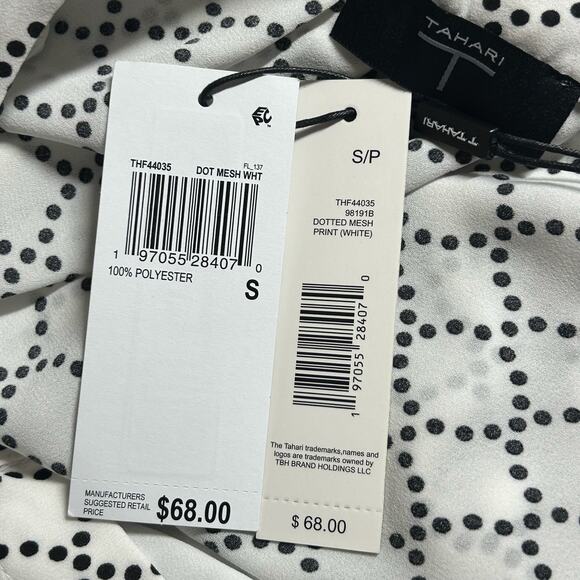 Tahari Women's Sleeveless V-Neck Polka Dot Geometric Dressy Blouse S Small New - Picture 8 of 10